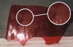 Hartlywood antique glass showing the 1963 stock check marks