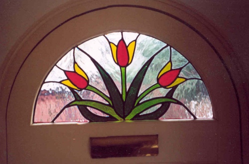 Tulip design window for a front door
